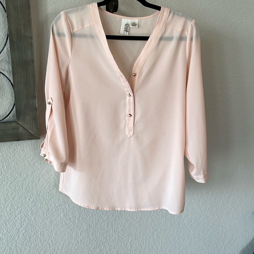 Soft pink with gold button blouse